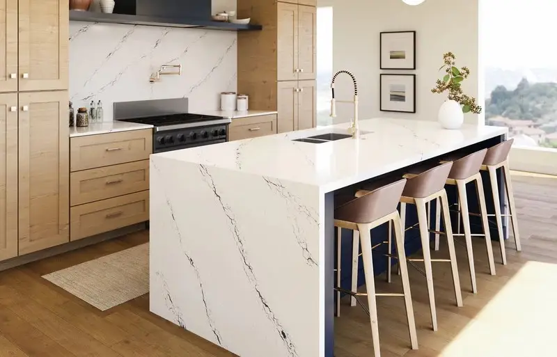 A kitchen describing the stone Cambria Inverness Cobalt from Pacific Shore Stones